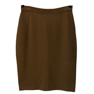 St John Collection Brown Santana Knit Pencil Skirt Pull On Minimalist Career 8